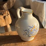 Carafe blanche peinte bouquet bleu et jaune H22
