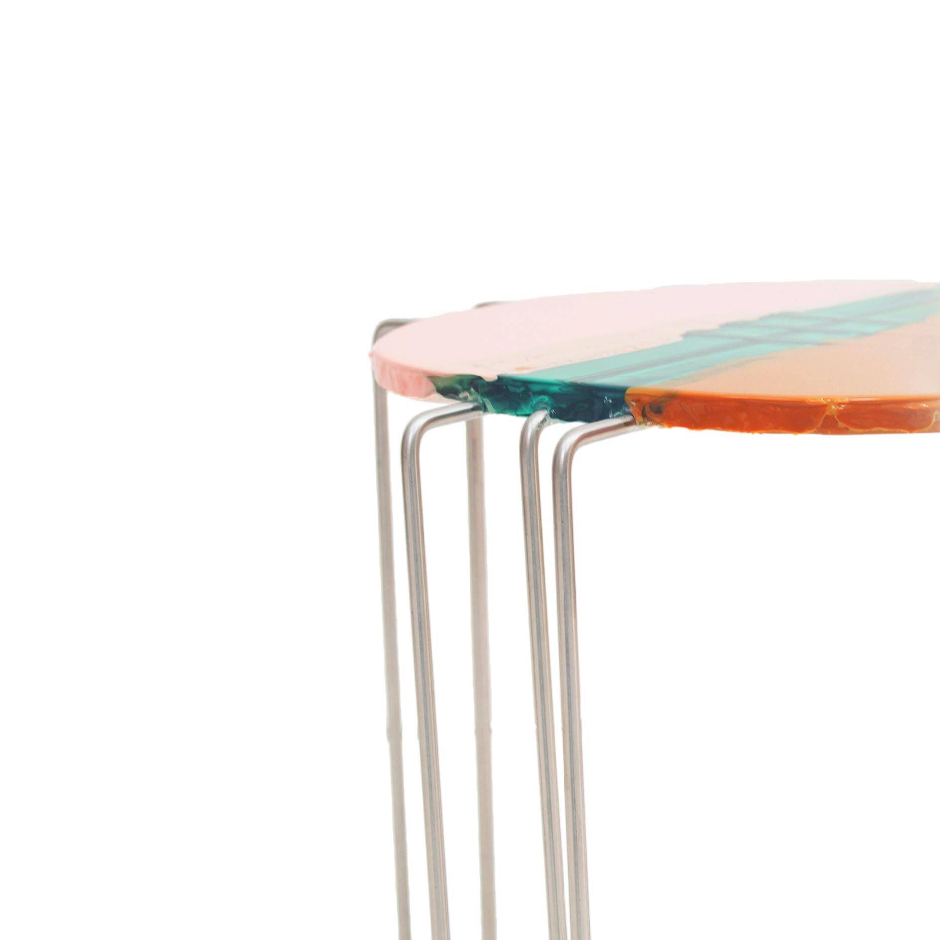 Colored Round Side Table by Gaetano Pesce, Fish Design Collection