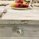 Farmhouse table 6 people white patinated in rectangular solid oak