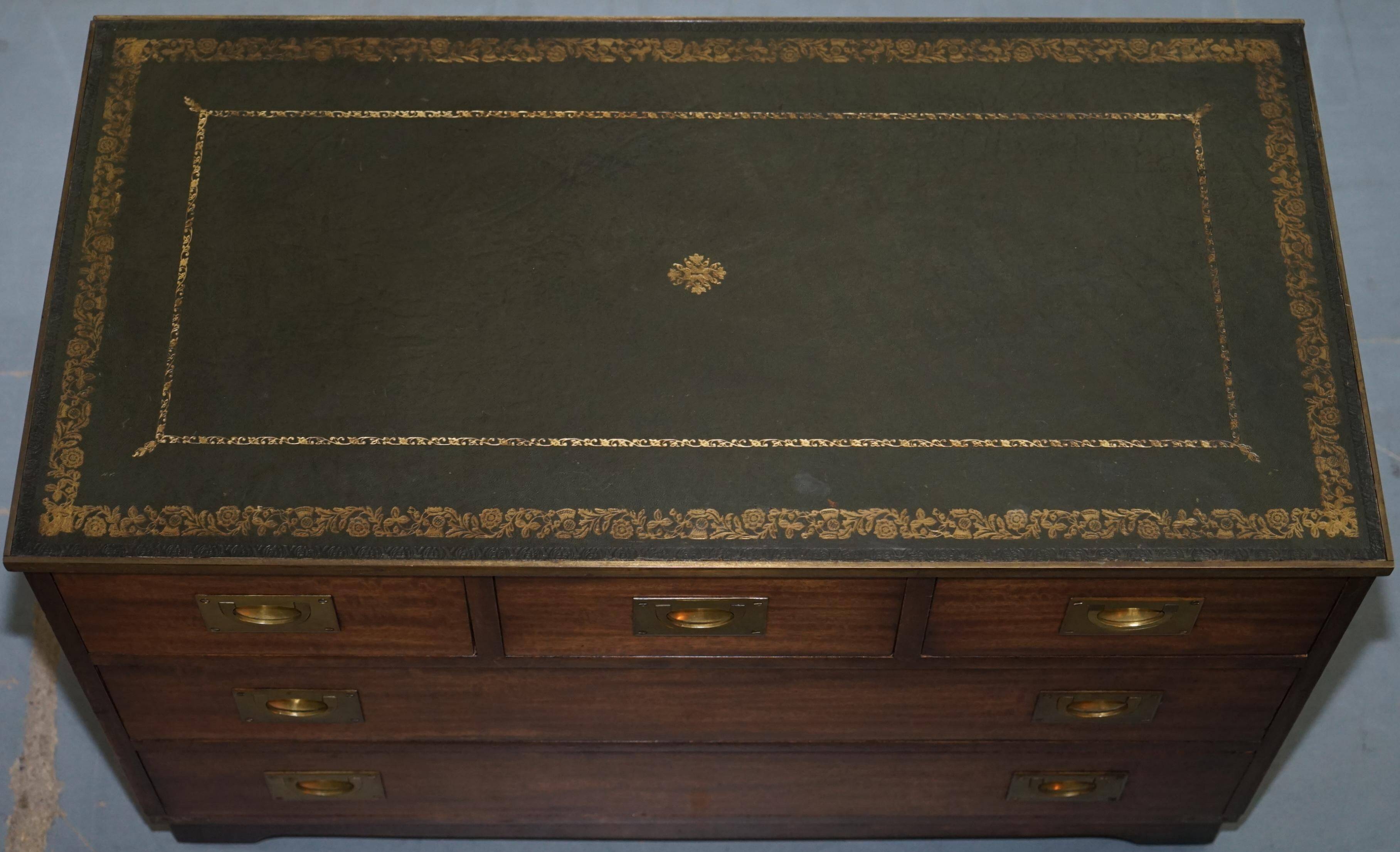 Reprodux Bevan Funnell chest of drawers with a leather top