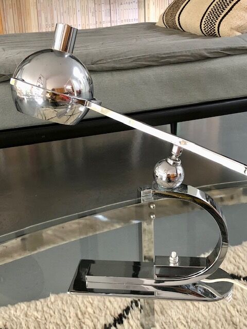 Art Deco desk lamp in stainless steel