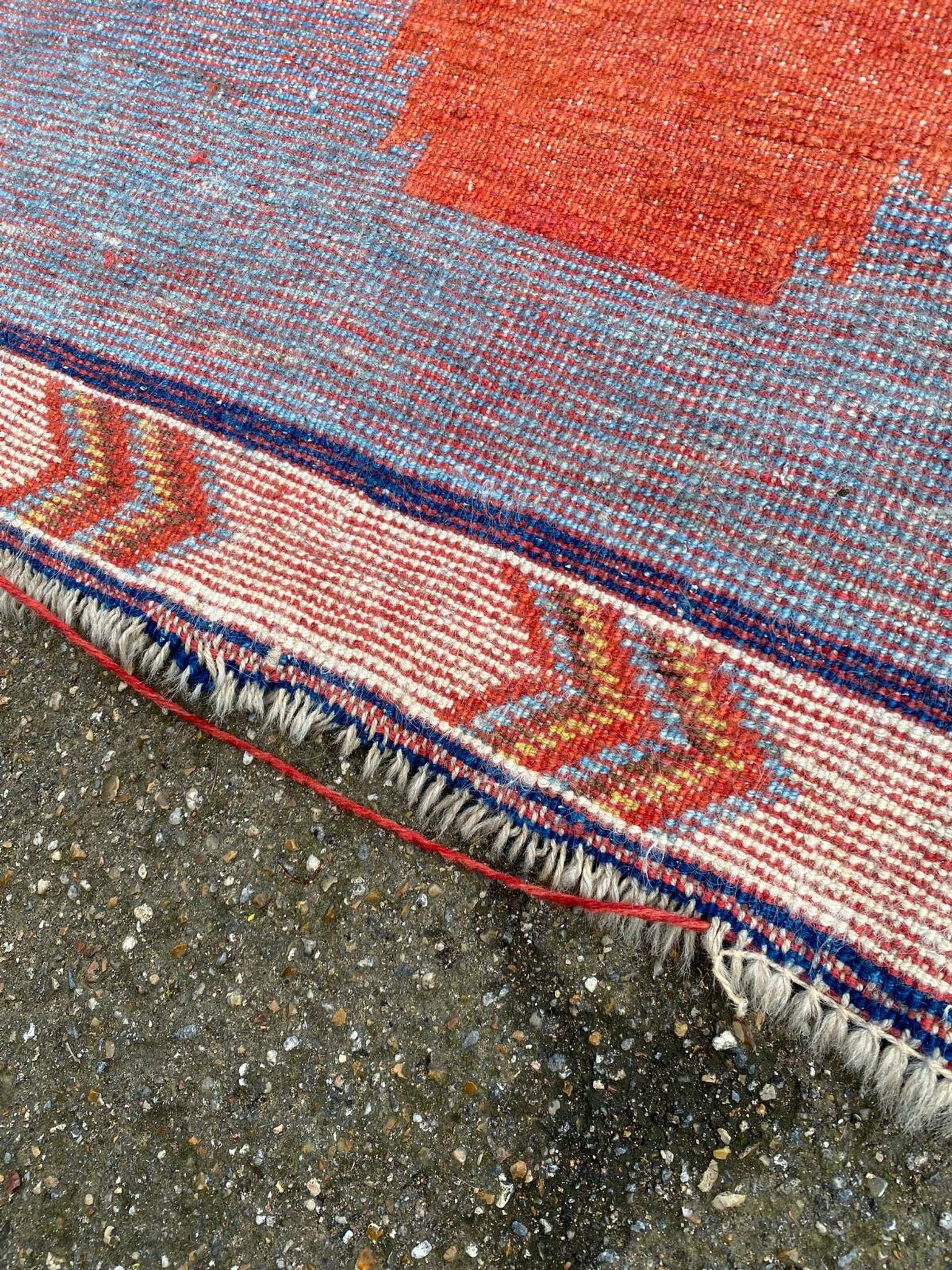 Handmade wool Berber rug with long pile, 110x150cm.