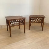 Pair of vintage rattan bedside tables