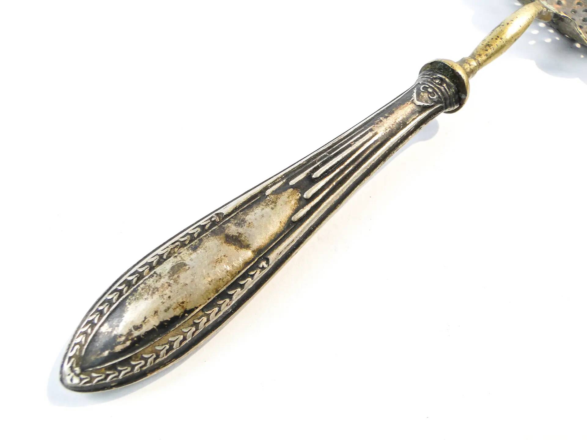 Absinthe spoon, brass, silver, Germany, early 20th century