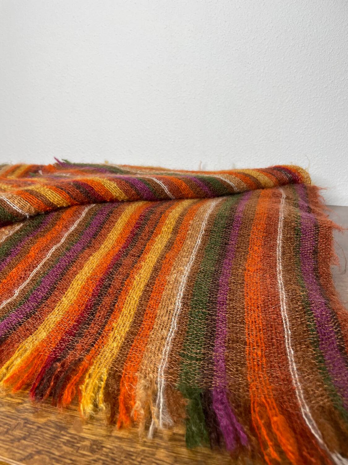 Brown mohair wool blanket/throw by Vian-Tiran.