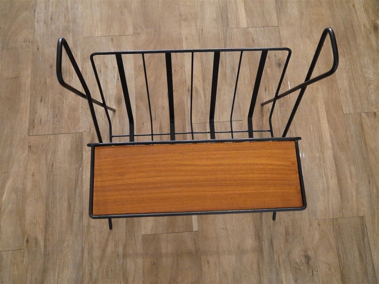 Vintage magazine holder in metal and teak 1960