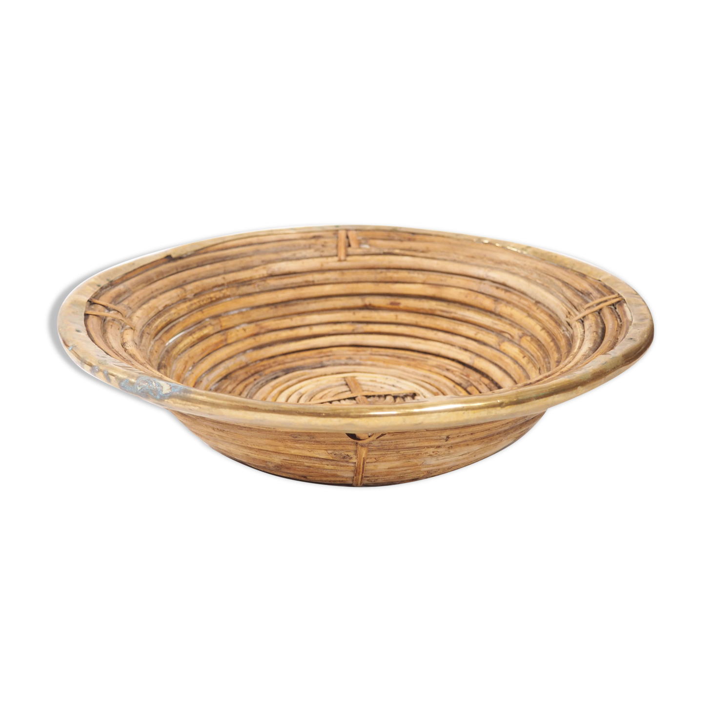 Rattan and copper dish