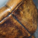 Vintage club armchair in leather color cognac Netherlands