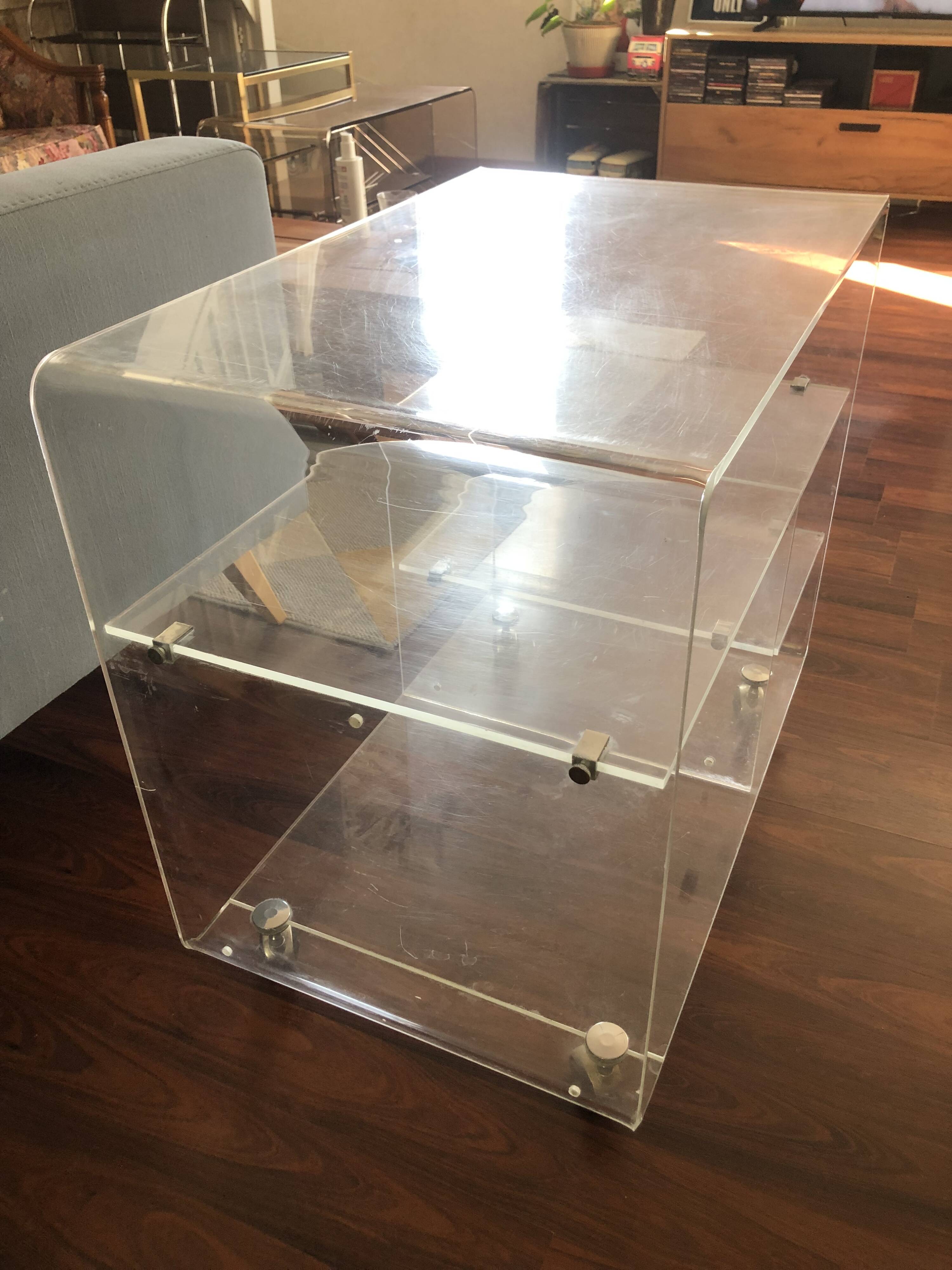 Designer TV unit David Lange vintage Plexiglas