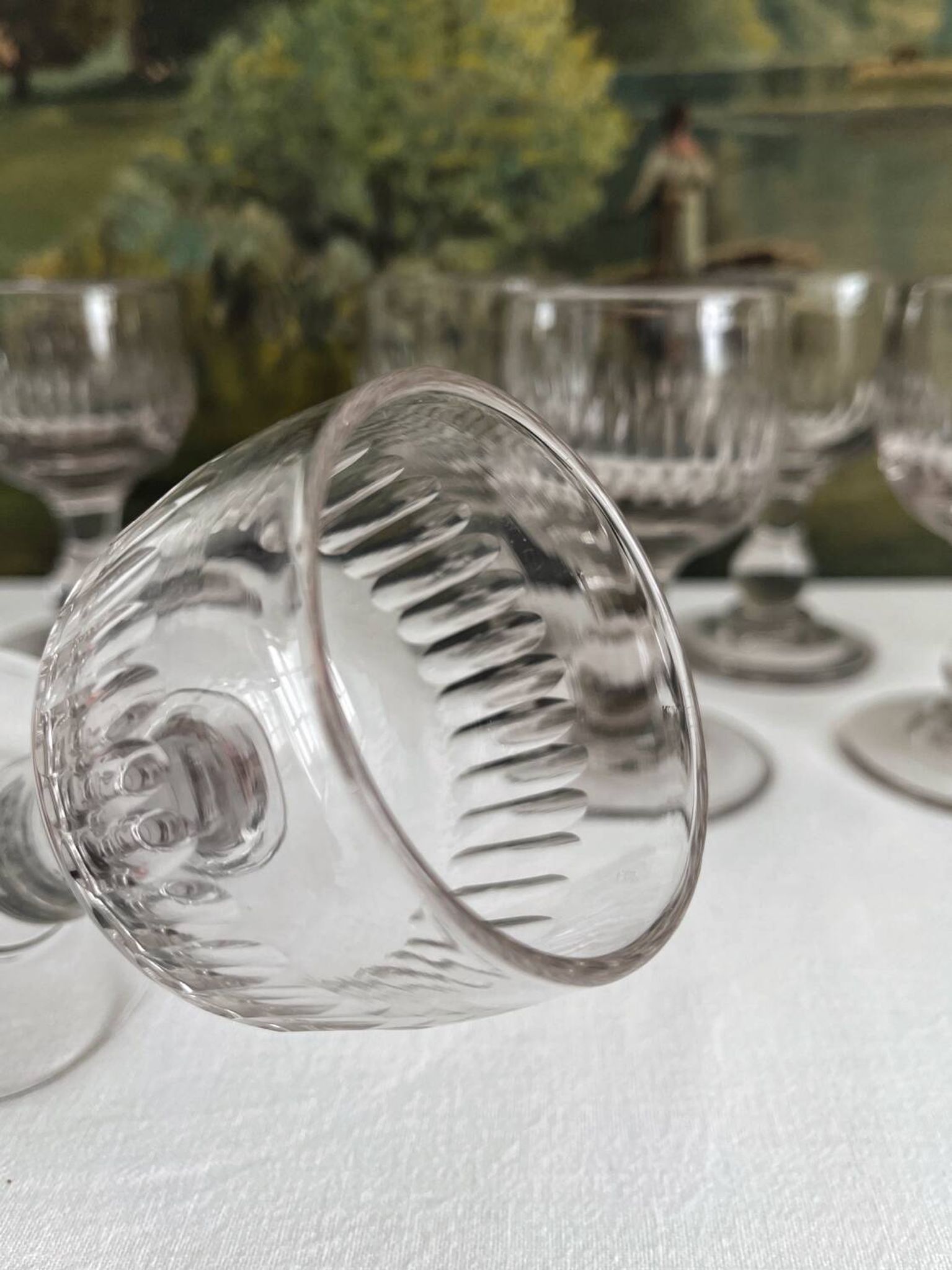 6 verres anciens à côtes creuses, fin 19ème