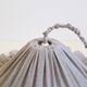 Suspension Emilia, pleated lampshade with frills, grey stripes.