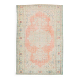 Tapis Oushak Vintage Corail Beige Pastel, 215x319 Cm