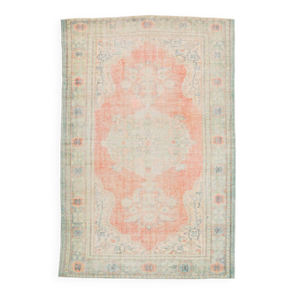 Tapis Oushak Vintage Corail Beige Pastel, 215x319 Cm