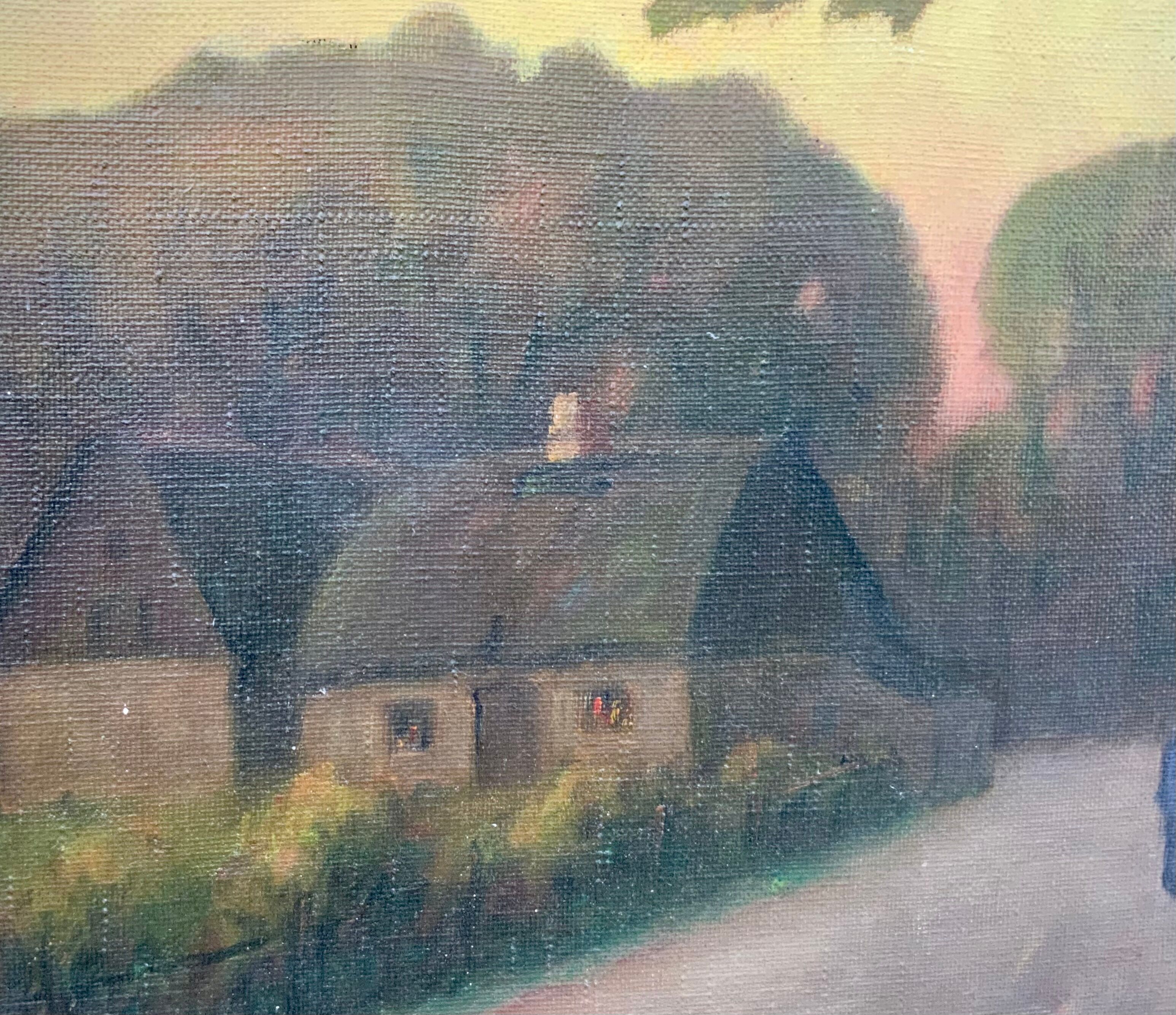 Vintage danish oil on canvas “sunset”, signed by a.takmar 1880-1960