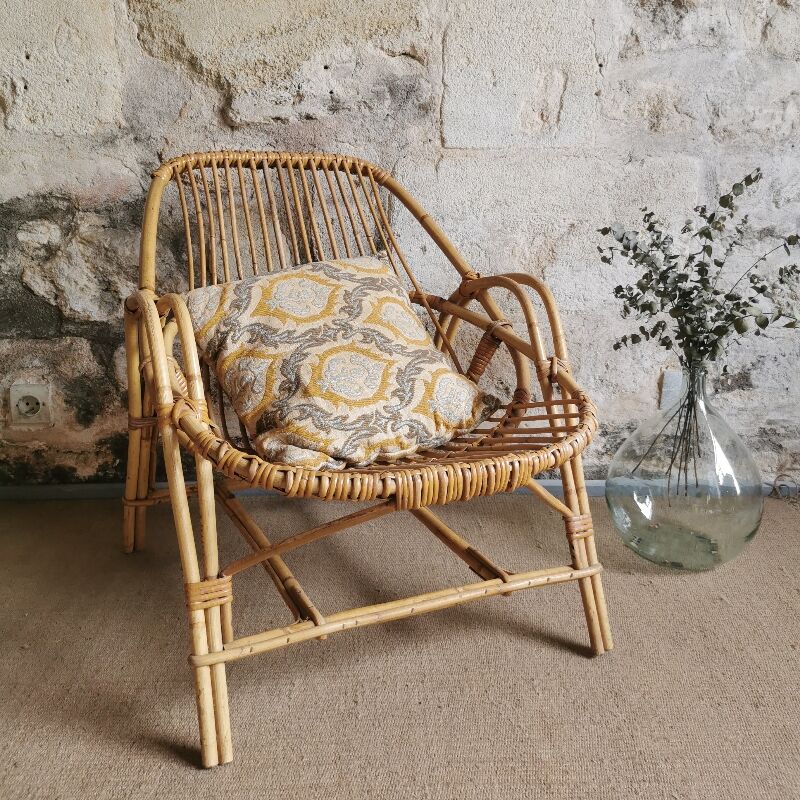 Vintage rattan armchair