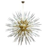 Mid Century Style Sputnik Lamp, Murano Glass and Brass Italian Chandelier