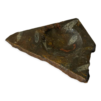 Vintage stone ashtray with orthoceras fossils