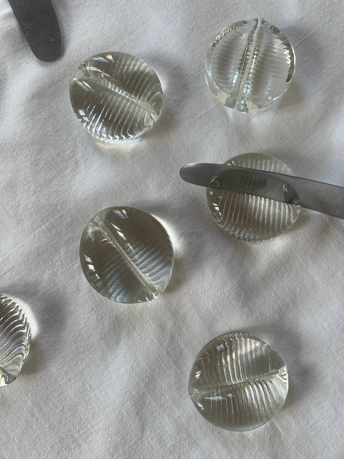 Pukeberg clear glass knife/card holder