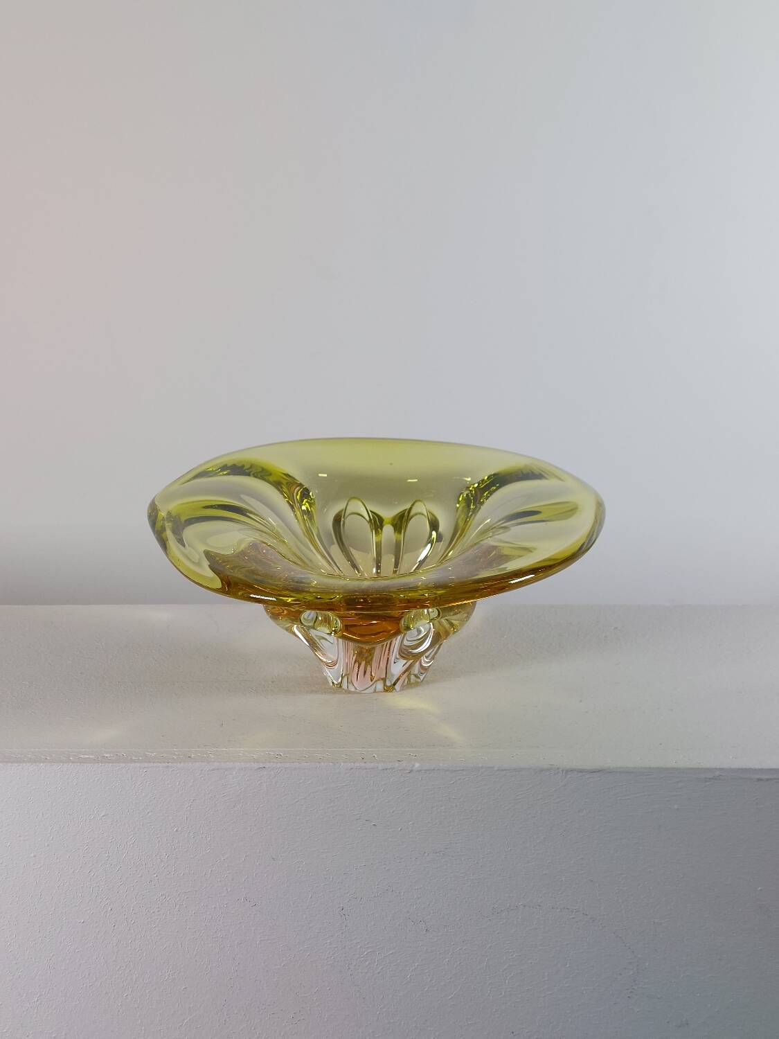 Bol à fruits en verre organique vintage du milieu du siècle Murano