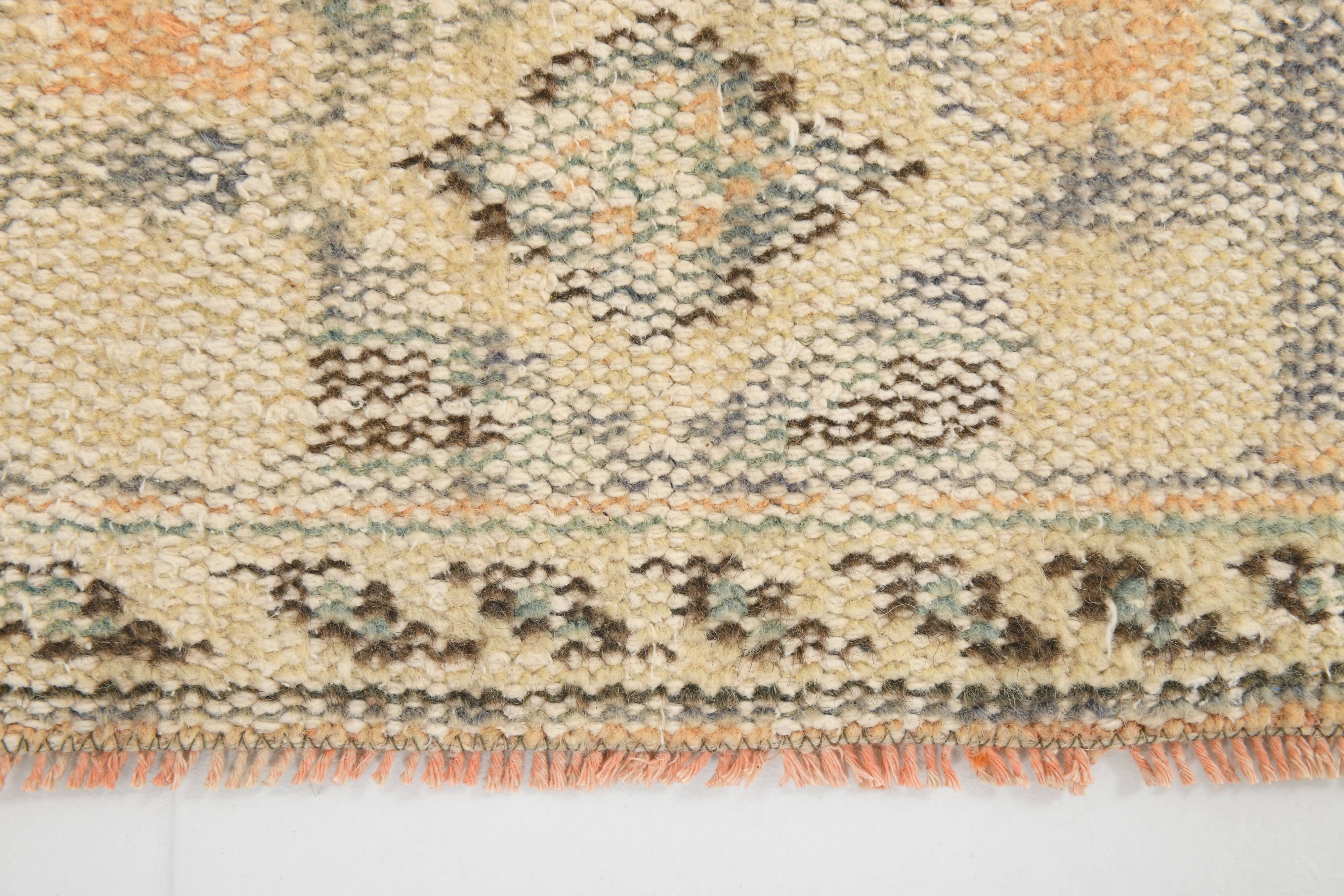 6x9 Peach Orange & Cream Geometric Vintage Rug, 179x288Cm