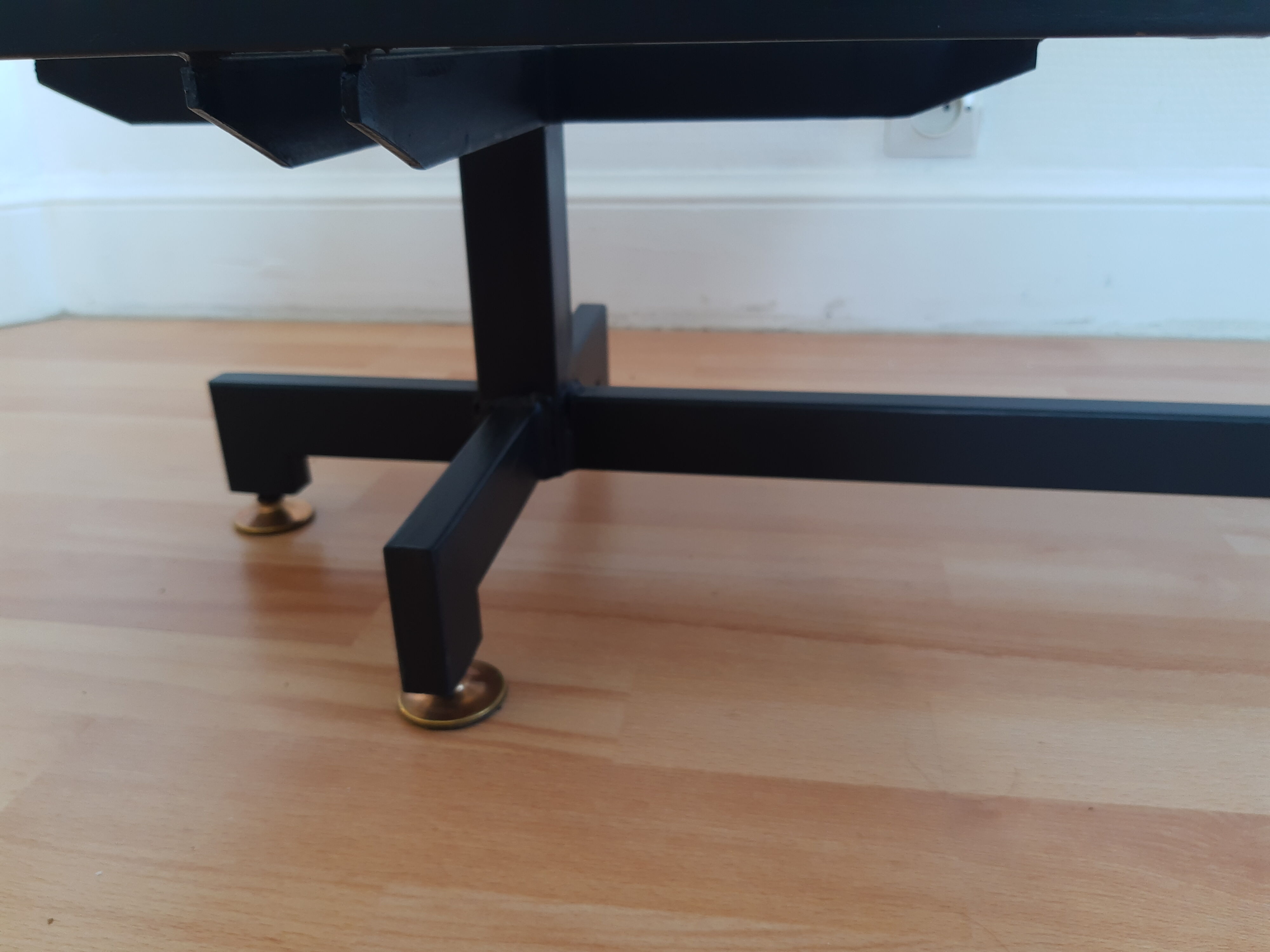 Vintage industrial coffee table metal and glass