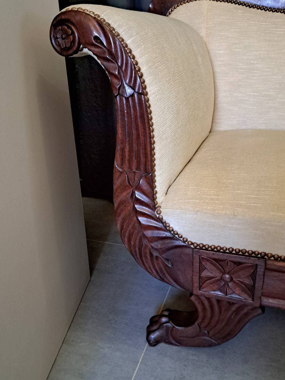 Restoration period mahogany sofa
