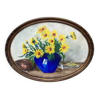 Art Deco still life of yellow daisies