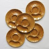 5 artichoke plates in earthenware in vintage Gien slurry