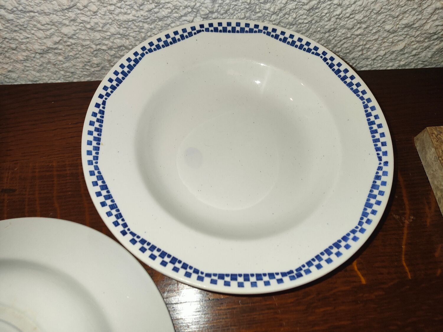 6 hollow plates Moulin des loups and Hamage Orchies France patterned 50s