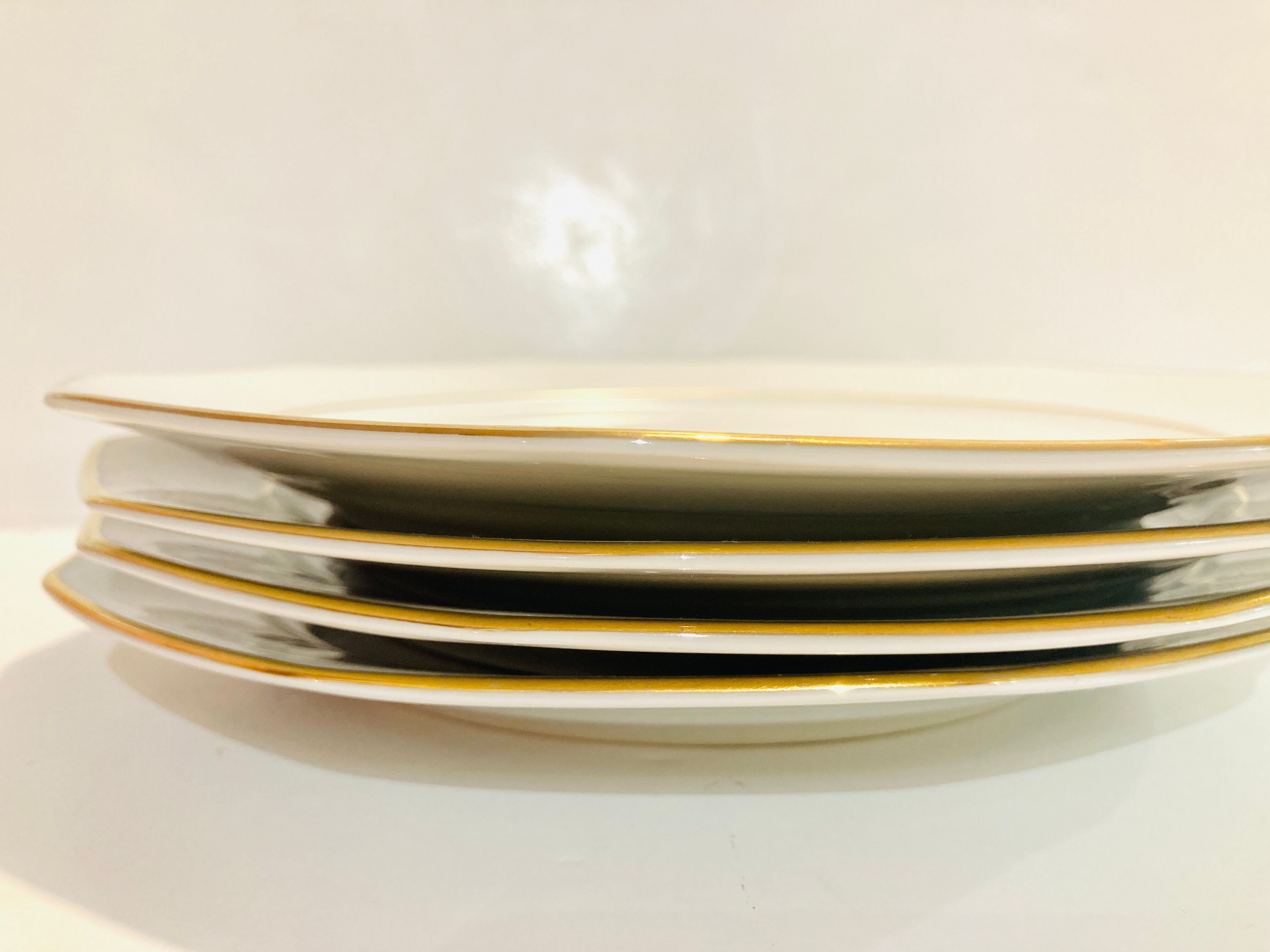 8 plates in white and golden porcelain ctogonales winterling marktleuthen bavaria