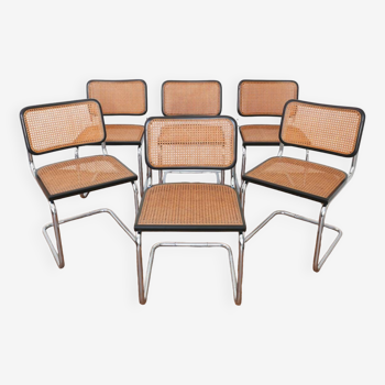 6 Cesca B32 Breuer Chairs Made in Italy - Canework seats redone