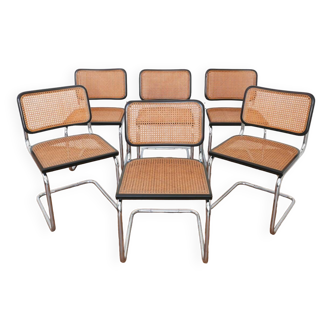 6 Chaises Cesca B32 Breuer Made in Italy - Cannage assises refait