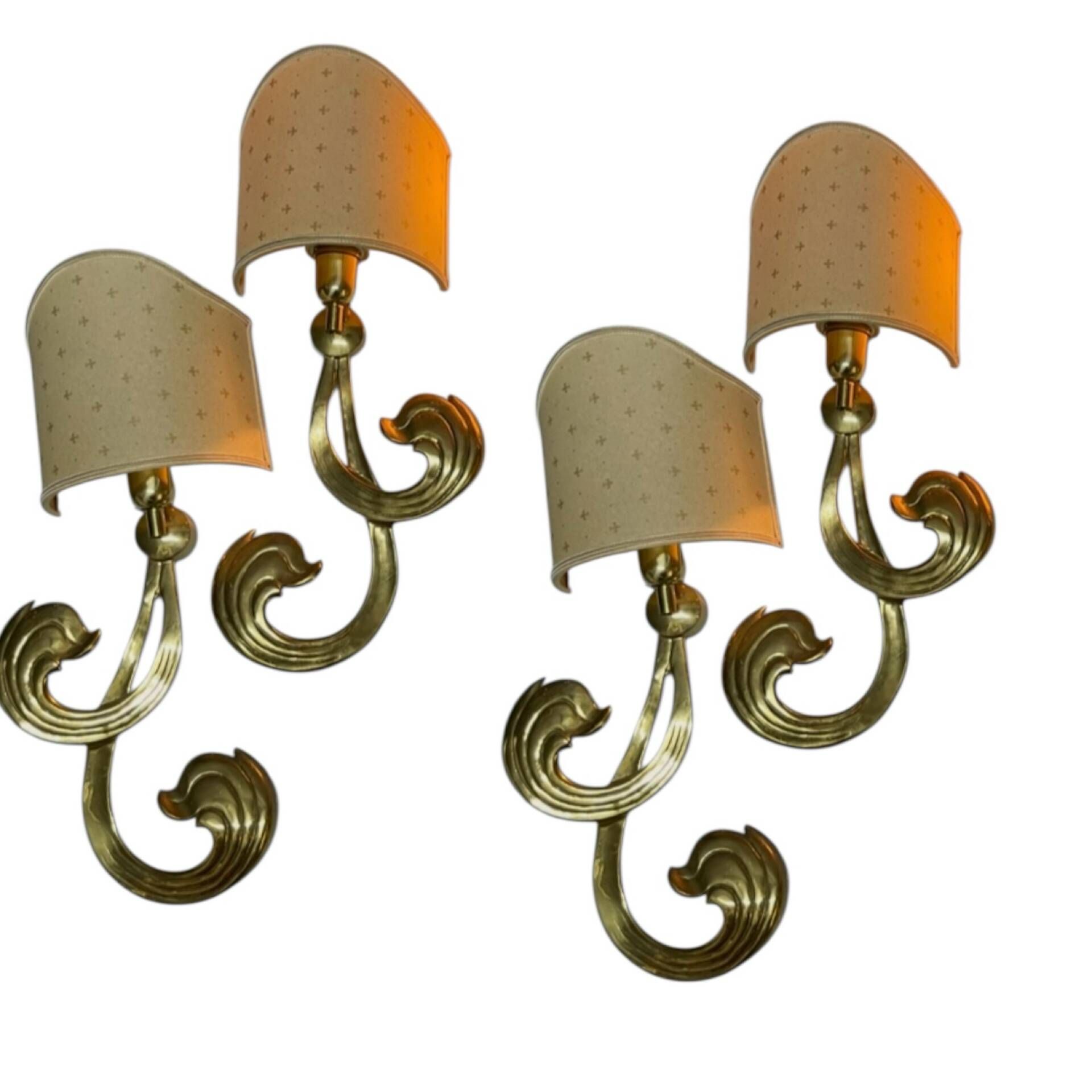 Large Brass Sconces Set of 4 by Hans Möller, Germany, 1960s