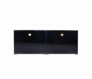Art deco black and gold cabinets by Pierre Vandel, 1970s
