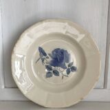 Set of 20 Digoin soup plates, blue rose patterns
