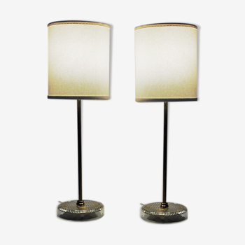 Paire de lampes de table en laiton au design classique d’EM Eskilstuna - fabriquées dans les années 1960 en Suède. Génial comme un p