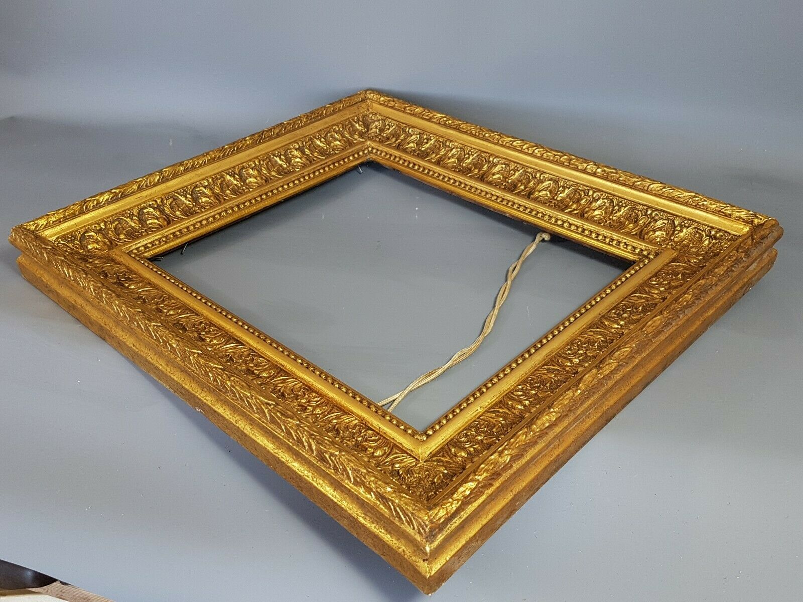 Old frame around 1850 wood - stucco, beaded interior edges, 52x48 hardwood 38x32 cm SB