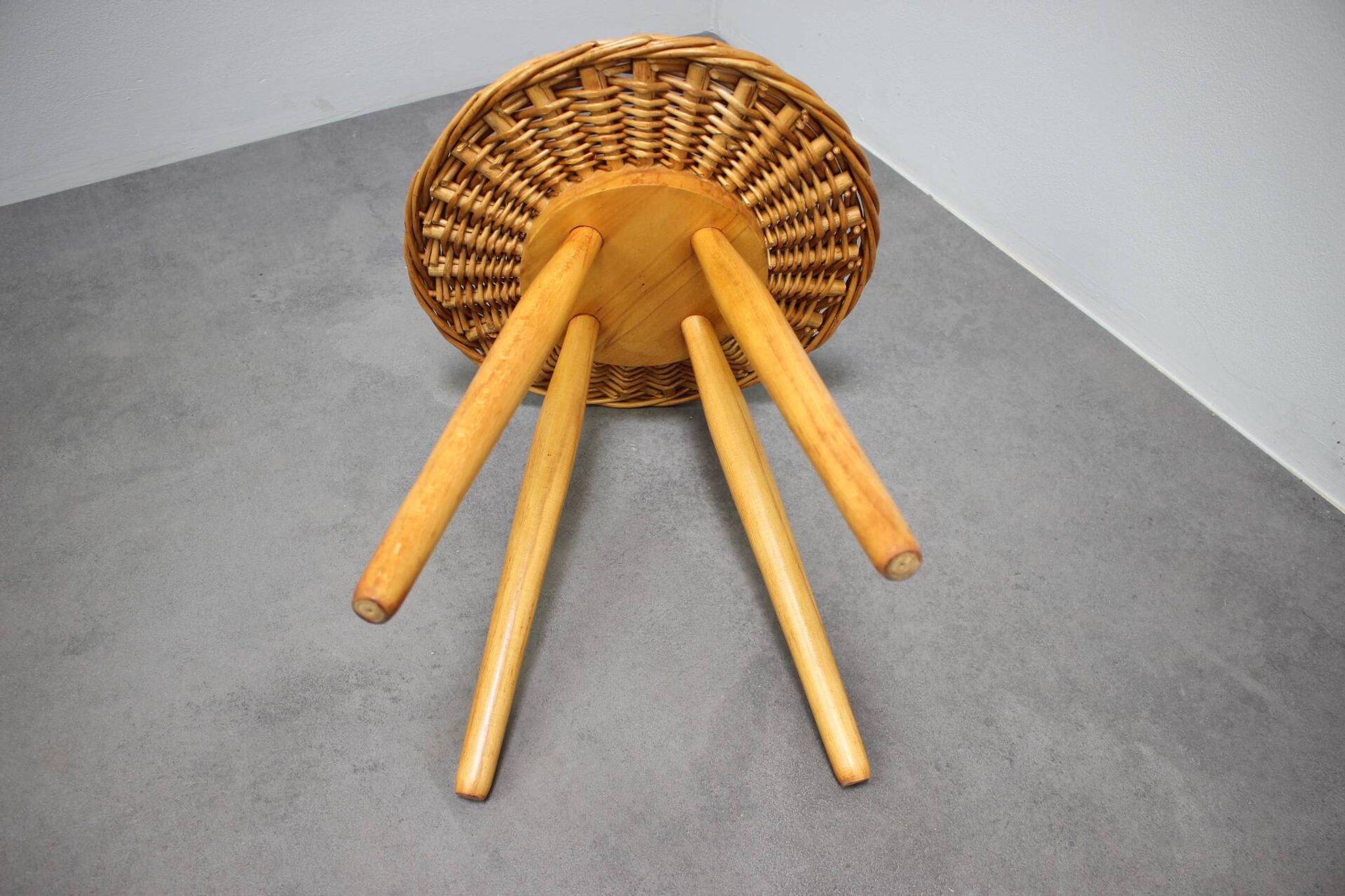 Jan Kalous Rattan Stool for ÚLUV, Czechoslovakia, 1960s