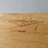 Wooden cheese board, bamboo handles, signed