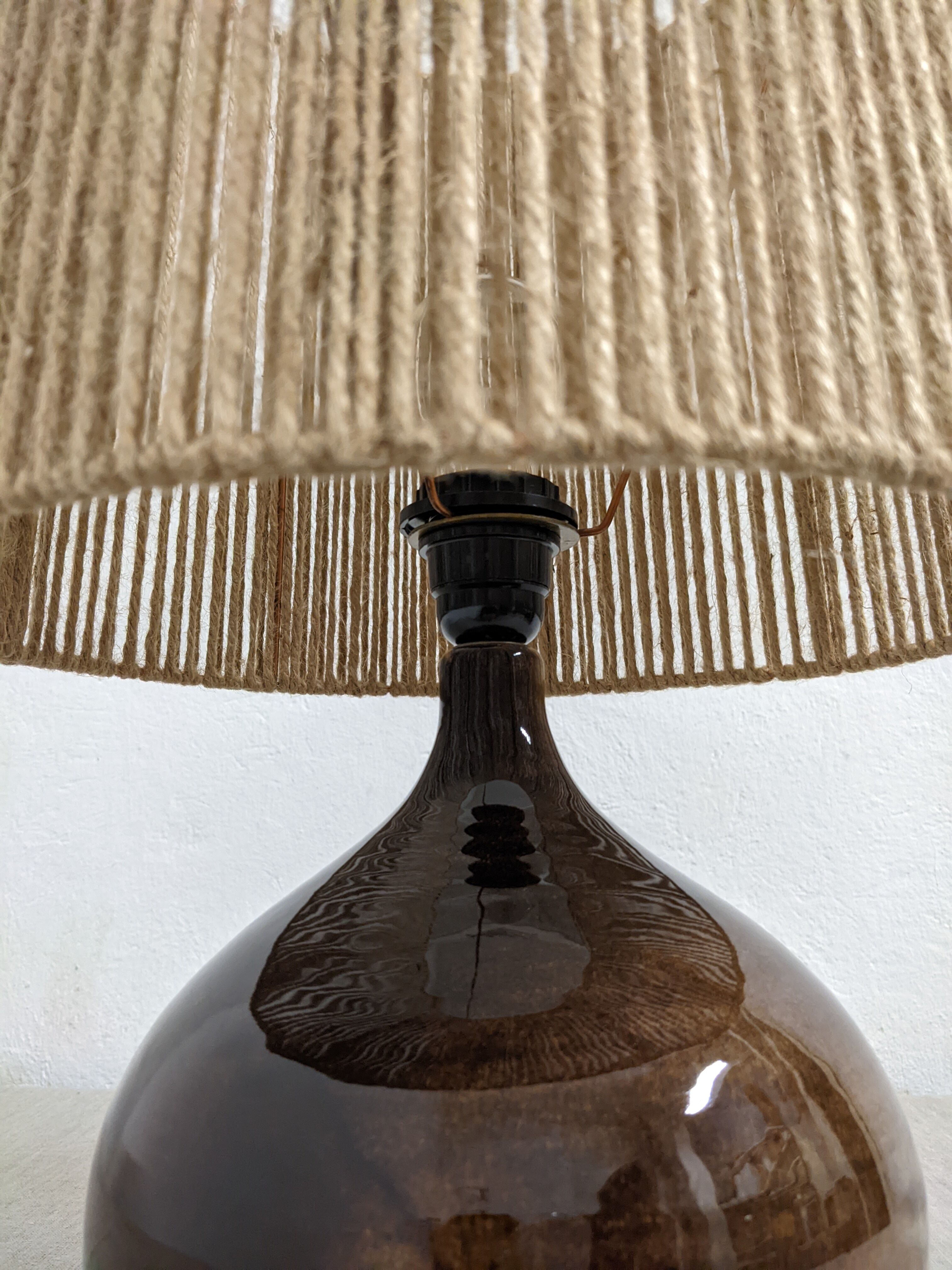 Vintage ceramic lamp and jute rope