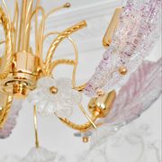 Vintage Murano glass chandelier in pink and gold metal, 1970s.