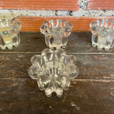 Set of 4 Vintage Glass Moulded Candle Holders 1970s France