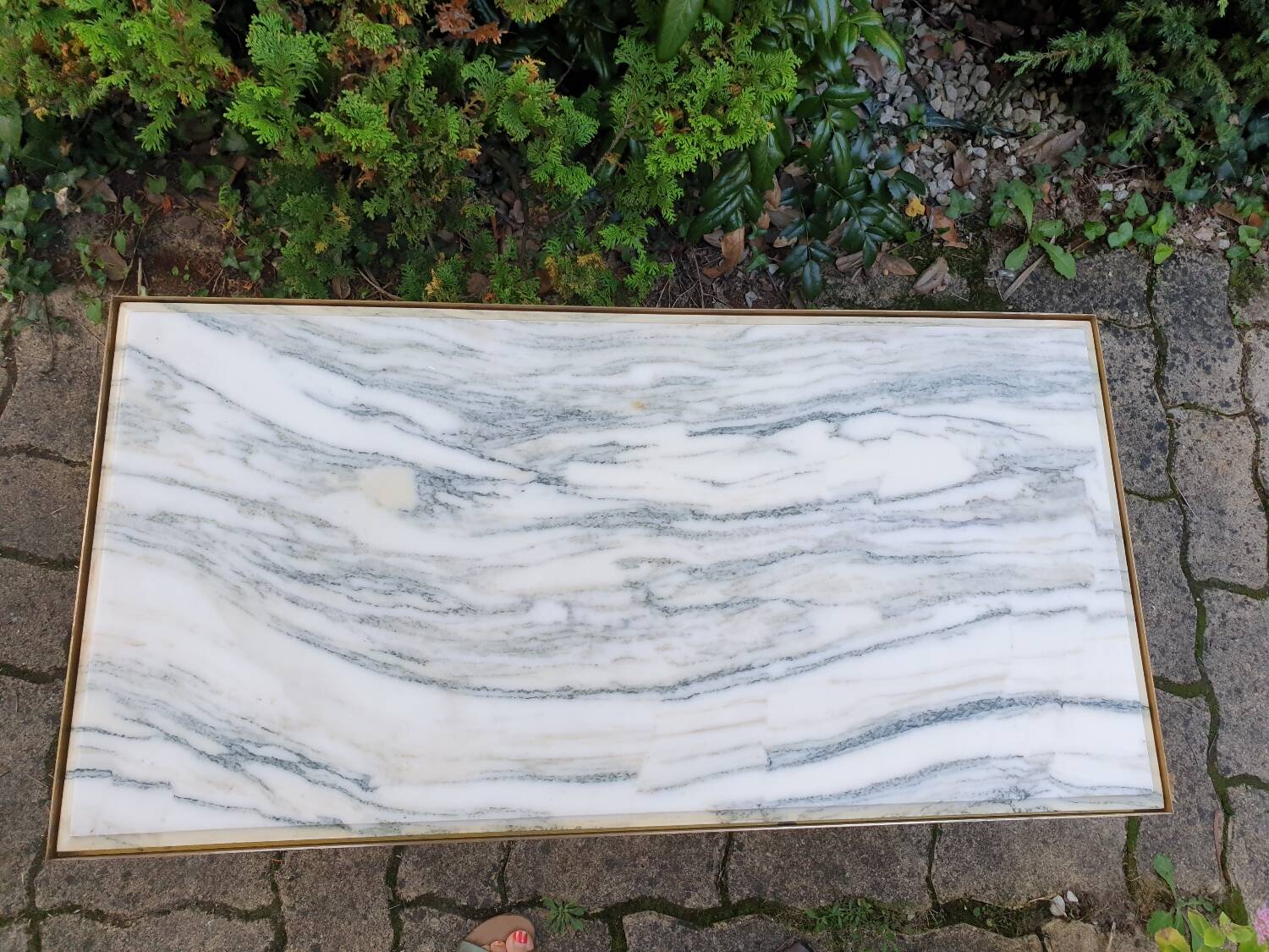 Marble and brass coffee table