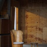 Fauteuil Brutaliste en Tronc en Pin Massif & Bouclé, Moderne du Milieu du Siècle Suédois, Années 1970