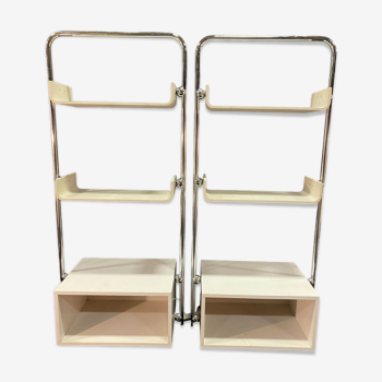 Pair of chrome and melamine shelves 70 vintage