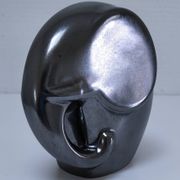 Two iridescent black and white ceramic elephants design