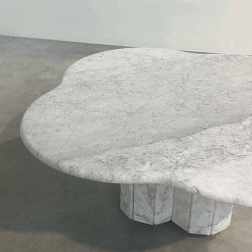 Italian postmodern scalloped Carrara marble coffee table, 1980s