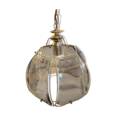 Suspension vintage en laiton et verre fumé - Style rétro / années 70