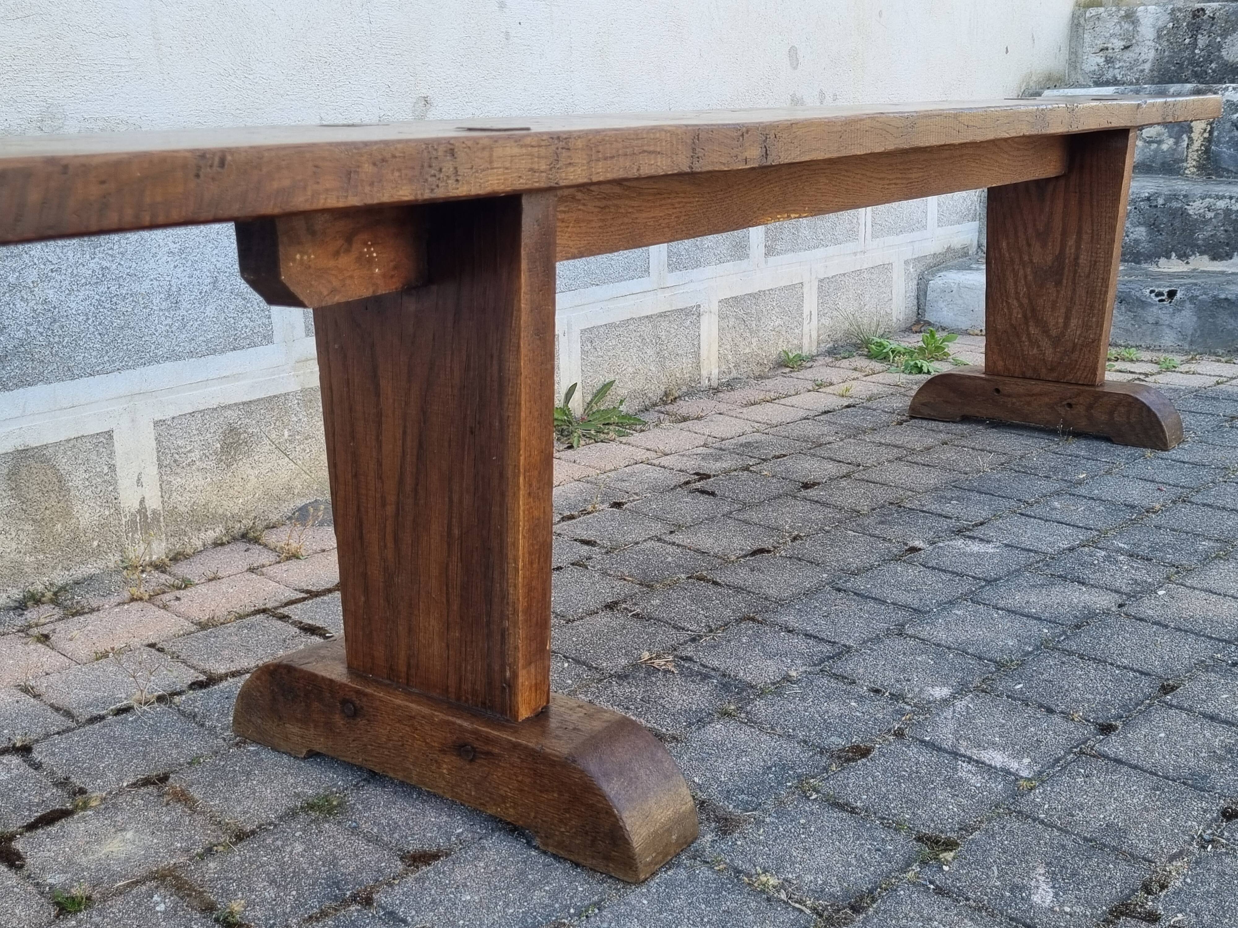 Brutalist farmhouse bench in solid oak 220 cm