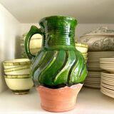 Green glazed terracotta pitcher